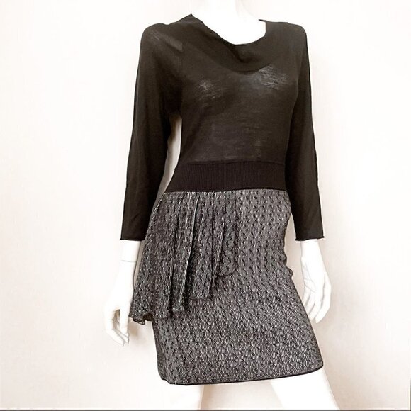 Yigal Azrouel New York Cashmere & Silk Asymmetrical Ruffle Dress  NWT, S - Picture 1 of 14